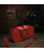 Women’s Retro Rivet Clutch Bag Motorcycle Purse Chain Crossbody - $35.39 CAD