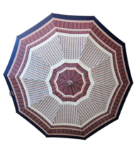 Vintage Umbrella Parasol Geometric Red White &amp; Blue 1960s-70s Full Size 36” - $74.25