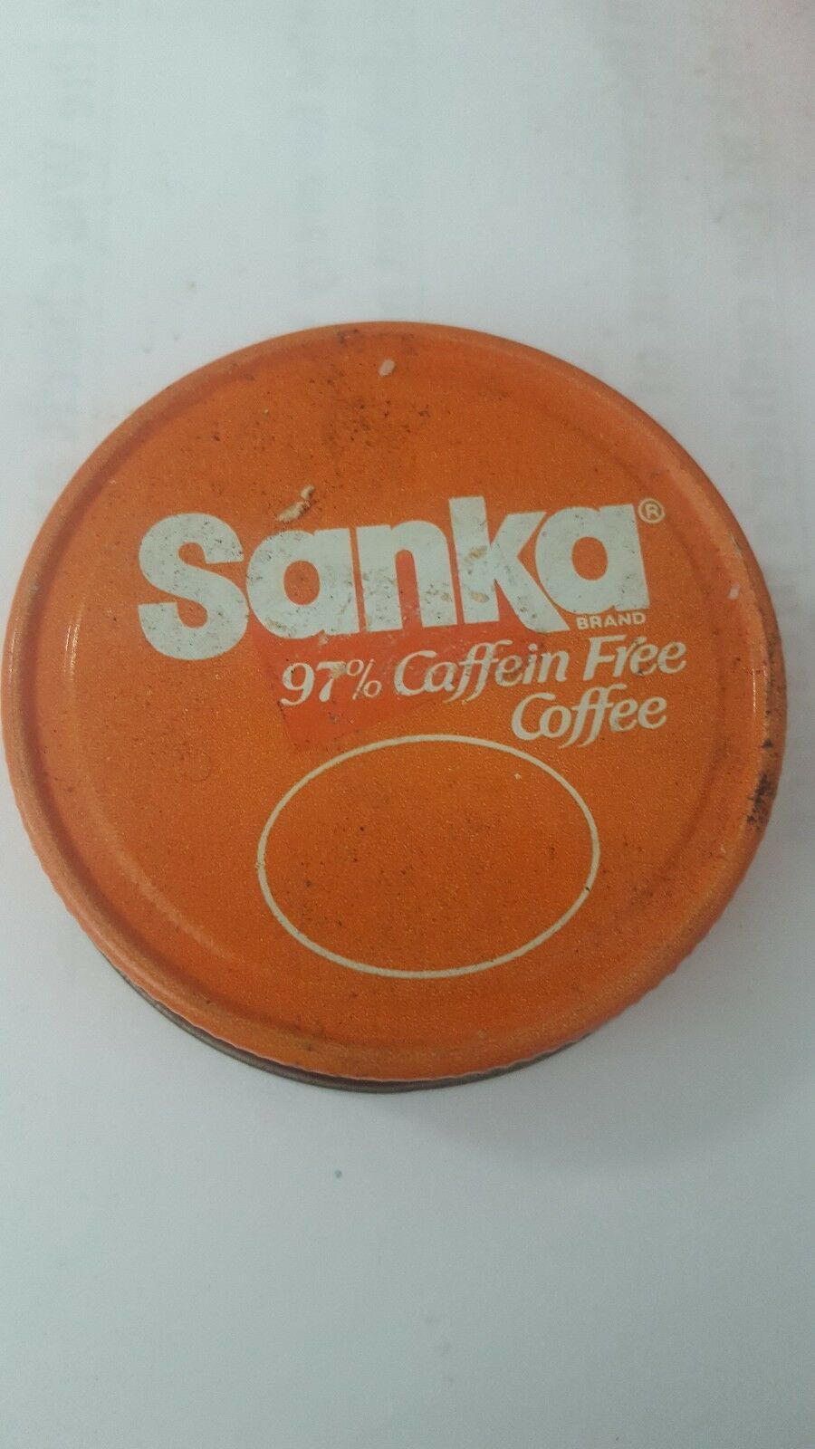 VINTAGE  SANKA INSTANT COFFEE JAR WITH METAL LID - $3.91