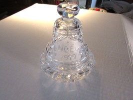 Waterford Crystal Holiday Noel Bell with Tray  1977 4&quot; Signed 2 Pieces - £35.48 GBP