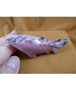 Y-SHA-727 Pink black rhodonite SHARK gemstone FIGURINE I love sharks statue - €20,43 EUR