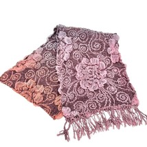 Scarf 82x13 Bamboo Fiber and Acrylic 3D Floral Effect Ombre Coloring Stretchy - £11.86 GBP