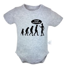 Stop Following Me Evolution monkey Newborn Infant Jumpsuit Bodysuit Baby Clothes - £8.36 GBP