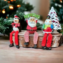 Lot Of 3 Santa Penguin Snowman Shelf Sitters Holding Presents Ho Ho Ho Christmas - £18.45 GBP