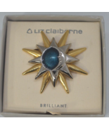 Liz Claiborne Crescent Moon Sun Star Pin Brooch Starburst Celestial Enam... - $9.85