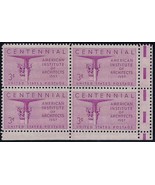 1089 - Miscut Gutter Snipe Error / EFO Block of 4 &quot;American Architects&quot; ... - $15.03 CAD