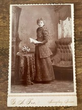 Vintage Cabinet Card. Woman with book by G.A. Fox in Kingsley, Iowa. - £11.05 GBP