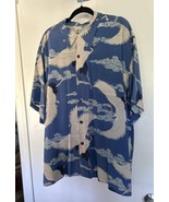 Avanti Hawaiian Silk Shirt Cranes Blue Aloha Crane Sunset Lightweight XXL - $123.74