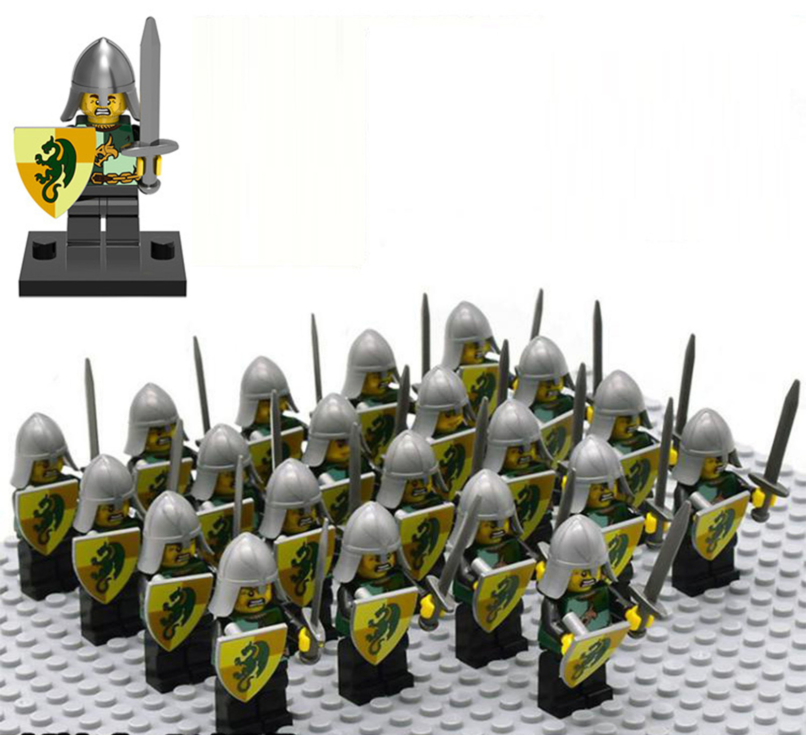 Medieval Green Dragon Knights Army Set 21 Minifigures Lot