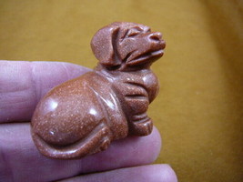 Y-DOG-DA-557) little Orange DACHSHUND weiner hot dog gemstone FIGURINE c... - $14.01