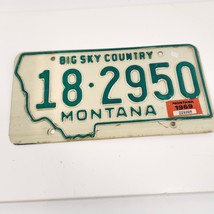 Montana License Plate 1969 18-2950 Big Sky Country Expired White Green VTG USA - £22.75 GBP