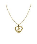Genuine 14k Yellow Gold 0.59" Fancy Heart Initial Letter O Necklace 16" to 22" - $317.79 - $410.85