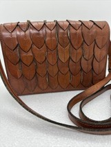 Patricia Nash Feather Leaves Lanza Crossbody Brown Leather Crossbody Pur... - £59.50 GBP