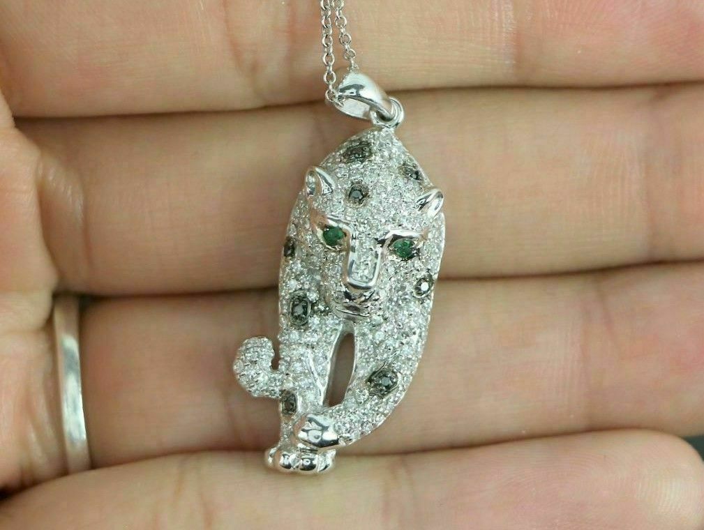 Primary image for 1.2Ct Round Cut Simulated Diamond Panther Shape Gift Pendant 14k White Gold Over