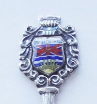 Collector Souvenir Spoon Canada BC Fort Nelson Coat of Arms Porcelain Emblem - £7.80 GBP