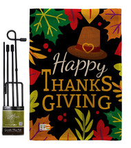 Happy Thanksgiving Leaves Burlap - Impressions Decorative Metal Garden Pole Flag - £27.12 GBP