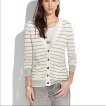 Madewell ivory gray button down striped cardigan - £25.93 GBP