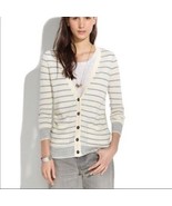 Madewell ivory gray button down striped cardigan - £26.29 GBP