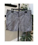 CAbi Chino Shorts Womens 0 Black White Geo Print Stretch Flat Front High... - $33.96 CAD