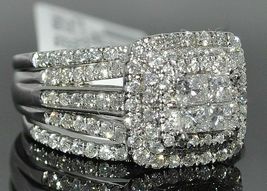 3.20Ct Princess Cut Lab-Created Diamond 14k White Gold Fn Wedding Trio Ring Set - £88.04 GBP