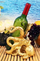Nautical Gold Giant Sea Octopus Wine Holder Cephalopod Kraken Bottle Caddy Decor - £32.94 GBP