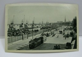 Vintage 1952 Posted B&amp;W Photo Postcard Trolley Cars Harbor Bordeaux France - £1.57 GBP