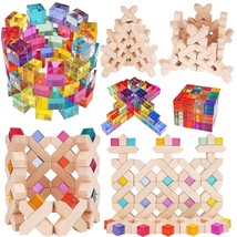 Wooden Rainbow Building Blocks Cube Gem Stacking Blocks Toy - Colorful Montessor - £100.90 GBP