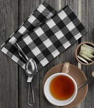 18&quot; x 18&quot; Dinner Napkins ~ Black &amp; White Check ~ 100% Cotton Fabric Napkin - €25,89 EUR