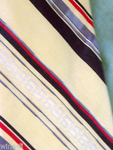 Tie Men&#39;s Silk Blend Hai Yan Neck Tie Red Yellow Brown White Stripes Narrow - £10.97 GBP