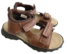 Carter&#39;s Simple Joys Size 12 Youth Kids Brown Hook Loop Adjustable Sandals Shoes - £13.22 GBP