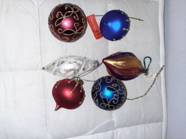 Glass Ornament Mixed Lot of 6 Sparkles Bejeweled Teardrop Michael&#39;s Bomb... - $16.50
