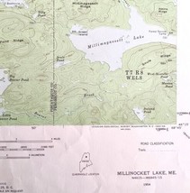Map Millinocket Lake Maine 1954 Topographic Geo Survey 1:62500 22 x 18&quot; TOPO3 - £36.05 GBP