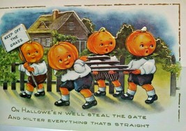 Halloween Postcard Whitney Die-cut Fantasy Pumpkin Face Heads Goblin Kids 1915  - £91.53 GBP