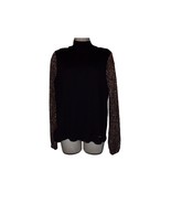 Anne Klein black turtleneck sweater w bronze/silver  lame sleeves S NWT $99 - $26.61 CAD
