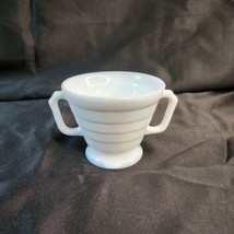 Vtg 1940s Hazel Atlas Open Sugar Bowl White Moderntone Platonite Double Handle - £9.93 GBP