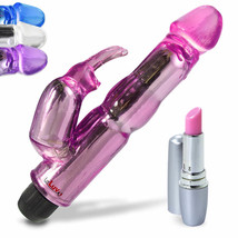 Rabbit Vibrator Waterproof LeLuv Bath Time Bunny with Csecret Lipstick - £18.37 GBP