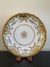 Antique Limoges France A. Klingenberg &amp; Charles Dwenger Gold Relief Decor Plate - £154.38 GBP