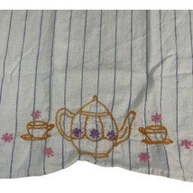Flour Sack Teapot Embroidered Striped Beige 38x58 Tea Towel Country Cott... - $18.22