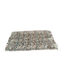 Jacquard Rug 100% Cotton 20x40 including Fringe Cream, Green and Brown New - £19.74 GBP