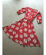 Ladies Dress Size 12 Swing Style Off White Floral on Cherry Red $160 Val... - $27.54