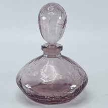 Pink Purple Crackle Glass VTG Perfume Bottle Glass Stopper Lavender Lila... - $24.45