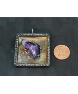 Pewter Jorgen Jensen Denmark 300 B Square Chevron Amethyst Stone Pendant  - $108.30 CAD
