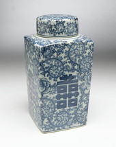 Zeckos AA Importing 59744 Antiqued Pale Green And Blue Square Jar With Lid - £75.90 GBP