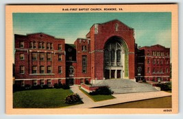First Baptist Church Building Roanoke Virginia Postcard Linen Unposted V... - $11.40