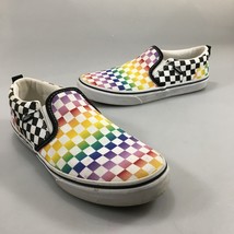 Vans 6 Rainbow Checkerboard Multi-Color Slip-On Canvas Gym Shoes - £36.00 GBP