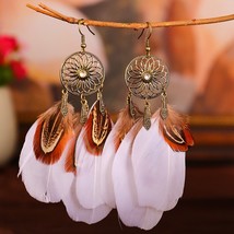 Dream Catcher Boho Feather Earrings Vintage Ethnic Statement Hanging Bohemian Lo - £8.12 GBP