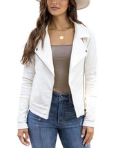 Grace And Lace move free leather-like moto jacket in Cream - £47.84 GBP