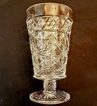 Hazel Atlas Gothic Glass Goblet 9 oz Diamond Fan MCM Big Top Peanut Butt... - £10.05 GBP