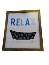 Stupell Relax Refresh Bathroom Phrases Blue Palm Pattern Blue 24 x 24 - £30.58 GBP