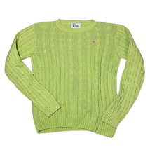 Lilly Pulitzer Cable Knit Pullover Sweater Lime Green Pink Palm Tree Size Small - £37.12 GBP